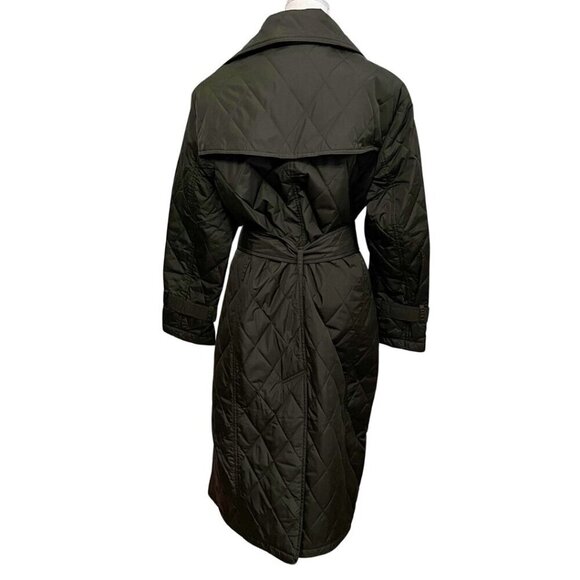 NWT REBECCA MINKOFF OLIVE GREEN QUILTED BELTED TRENCH COAT RM-551 - L - Picture 3 of 13